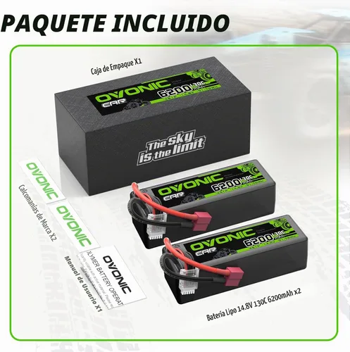 Vista 6 de OVONIC 4S LiPo Batería 6200mAh 14.8V 130C RC Batería con Dean-Estilo T Conector