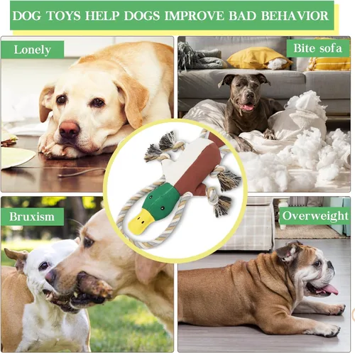 Vista 4 de Letsmeet Juguetes de Pato Actualizados para Perros para Masticadores Agresivos Juguetes para Cachorros con Papel Crujiente y Chirriador, Juguetes