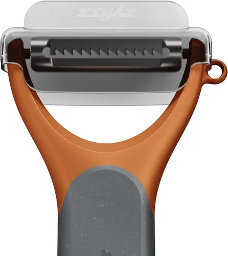 Vista 8 de Zyliss Julienne Y Peeler - Hoja de acero inoxidable ultra afilada para zanahorias, calabacines y papas, agarre ergonómico de paja de trigo, cortador
