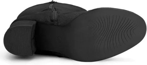 Vista 5 de Allegra K Botas altas hasta la rodilla con cremallera lateral y tacón grueso para mujer