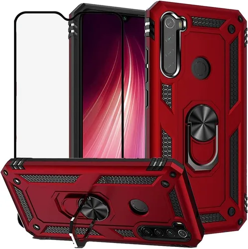 Vista 8 de YaHan Funda para Xiaomi Redmi Note 8, anillo giratorio de 360 grados, soporte híbrido, resistente, de doble capa, a prueba de golpes, con protector