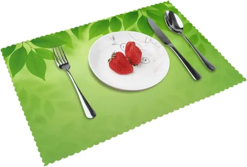 Vista 10 de Rectangular Placemats Set of 4, Heat Resistant Flower Doodles Printed Kitchen Dining Table Mats