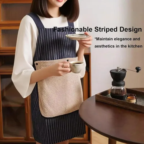 Vista 5 de Delantales para mujer con bolsillos, delantales extraíbles para cocinar, impermeable, resistente al aceite, babero, multifuncional, toalla de mano
