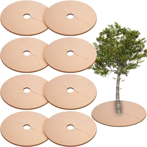 Vista 7 de Shimeyao Paquete de 8 anillos no tejidos de 32.2 pulgadas, protector de tapete grueso para árboles, tapete de tela redonda, barrera de raíces o Negro