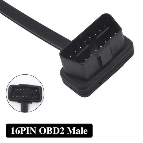 Vista 2 de Duttek OBDII - Cable divisor en Y de 1 a 3 pies (2 pies/23.6 in), cable de extensión OBD2 de ángulo Rihght, macho a hembra de 16 pines macho a