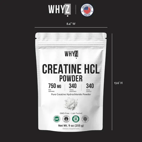 Vista 7 de Suplemento de creatina pura HCL en polvo sin sabor HCL creatina para hombres y mujeres, apoya la fuerza muscular, resistencia, energía, apoyo