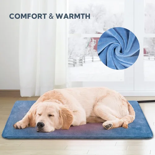 Vista 8 de Almohadilla térmica para perros, almohadilla térmica para mascotas 35 x 24, temperatura ajustable, impermeable, control de temporizador, cable