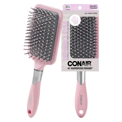 Vista 10 de Conair Cepillo de pelo Velvet Touch Paddle Cushion - Cepillo desenredante - estilos rizados o rectos - hombres o mujeres - desenredante - cuenta