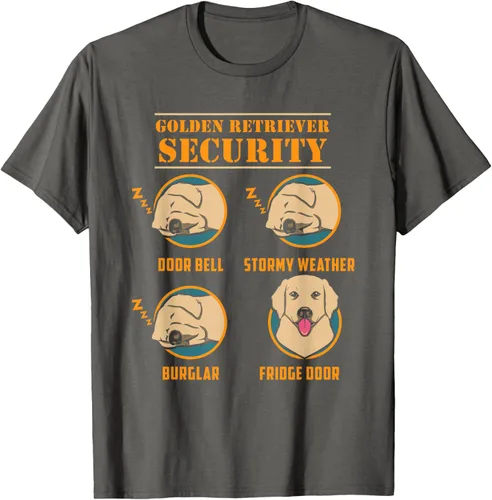 Vista 79 de Camisa Golden Retriever de seguridad Golden Retriever para perro divertido, Negro, S