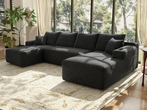 Vista 16 de THSUPER Sofás seccionales sin hueso de pana de 134 pulgadas en forma de U de gran tamaño para sala de estar con diván doble, cómodo sofá de asiento