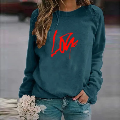 Vista 4 de TREBIN Sudaderas con capucha para mujer, para otoño e invierno, básicas, versátiles, casuales, sueltas, a la moda, con estampado de manga larga