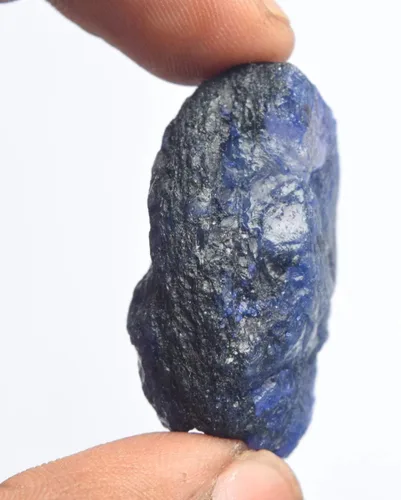 Vista 3 de GEMHUB Especimenes minerales zafiro azul 124.00 quilates tierra natural extraída zafiro azul áspero piedra preciosa suelta, Gema, azul