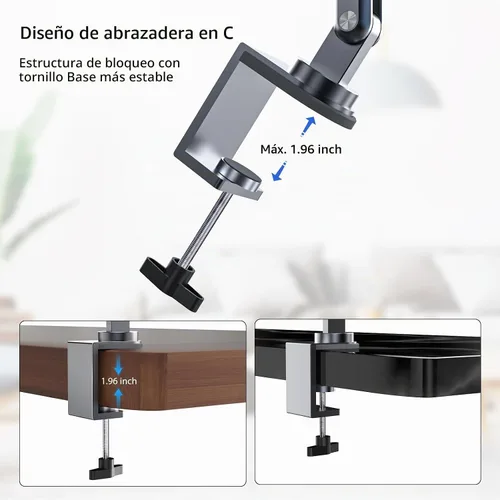 Vista 7 de KU XIU Soporte plegable de la tableta del escritorio de la aleación de Gris