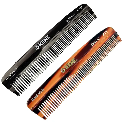 Vista 10 de Kent R7TG Peine de bolsillo de doble diente en grafito negro, peine pequeño de dientes finos/anchos para peinar el cabello, barba y bigote