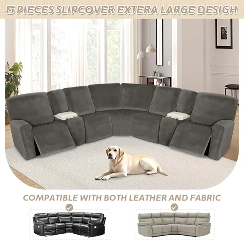 Vista 344 de Arfntevss Fundas de sofá seccional reclinable de terciopelo, Funda de sofá seccional de esquina para sofá reclinable, Funda elástica suave