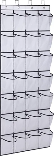 Vista 2 de Organizador de zapatos con 28 bolsillos grandes sobre la puerta, organizador de zapatos colgante para armario, zapatero transparente de alta calidad