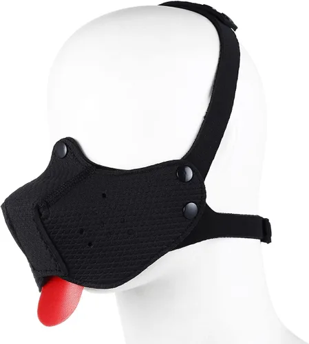 Vista 2 de Neo Puppy - Kit de bozal transpirable para perro, máscara de media cara con lengua (negro), Negro