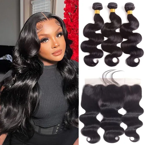 Vista 23 de Extensiones de cabello humano ondulado de 16, 18, 20, 22 pulgadas, grado 10A, extensiones de cabello humano ondulado 100% sin procesar, color negro