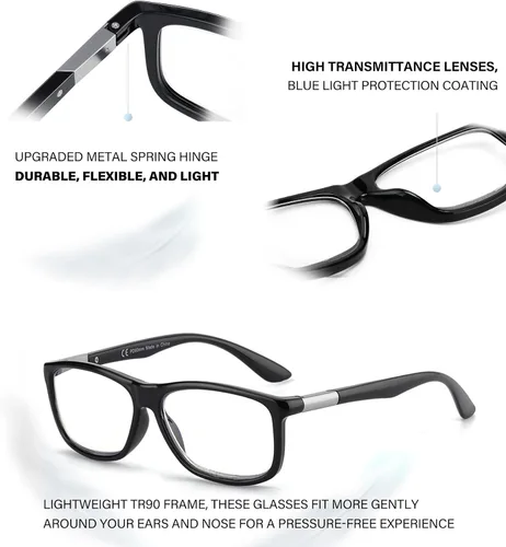 Vista 6 de Missfive Paquete de 2 lentes de lectura progresivos multienfoque con bisagra de resorte de metal flexible de alta calidad, lectores multifocales
