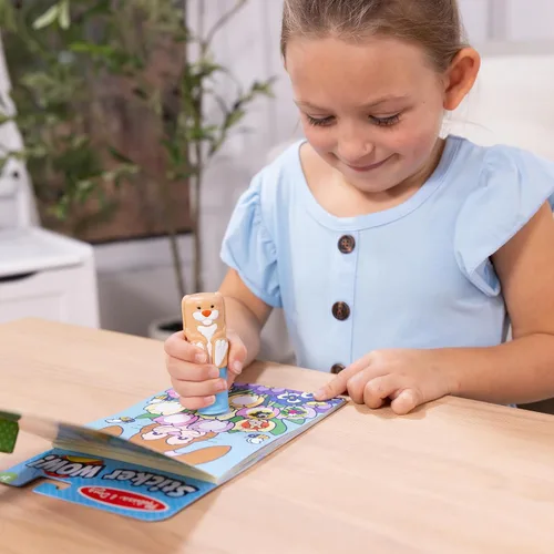 Vista 7 de Melissa & Doug Wow!™ de pegatinas Bunny Bundle: bloc de actividades de 24 páginas, sellador, 500 pegatinas, bloc mini, juguete de manualidades