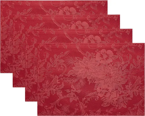 Vista 16 de Elrene Home Fashions Poinsettia Elegance - Camino de mesa de vacaciones jacquard, 13 x 70 pulgadas, dorado