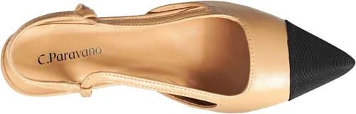 Vista 8 de C.Paravano Zapatos planos de cuero con talón descubierto para mujer Zapatos planos con puntera puntiaguda Sandalias de tacón cómodo Zapatos