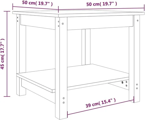 Vista 2 de Mesa de centro blanca de 19.7 x 19.7 x 17.7 pulgadas de madera maciza de pino para sala de estar, mesa de centro para sala, mesa de centro