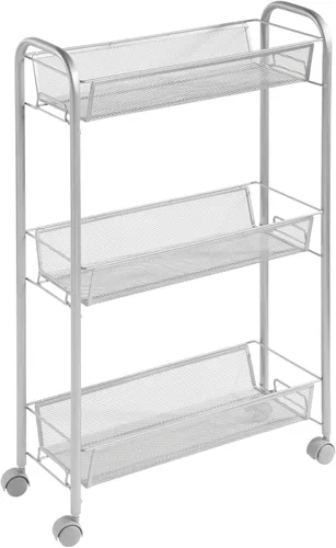 Vista 5 de mDesign Carrito organizador de almacenamiento con 3 estantes de cesta para lavandería, vestíbulo, garaje, organización de baño, capacidad para Negro