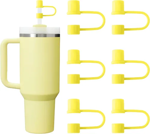 Vista 18 de 6 piezas de cubiertas de pajita de silicona con tapa compatible con vaso Stanley de 30-40 oz con mango, tapa de 10 mm, cubiertas de pajita a prueba