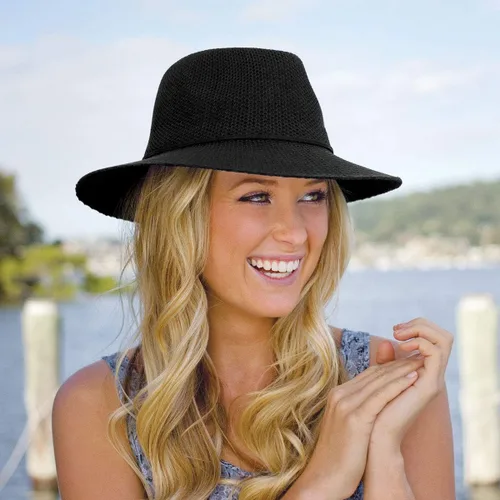 Vista 4 de Wallaroo Hat Company Womens Victoria Fedora UPF 50+ Sun Protection, Wide Brim, Adjustable Sizing for Medium Crown Sizes
