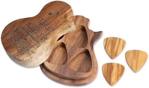 Vista 22 de Albertband Regalos personalizados para padres, soporte de púas de guitarra de madera, fotos de guitarra con estuche, púas de guitarra fina, 3