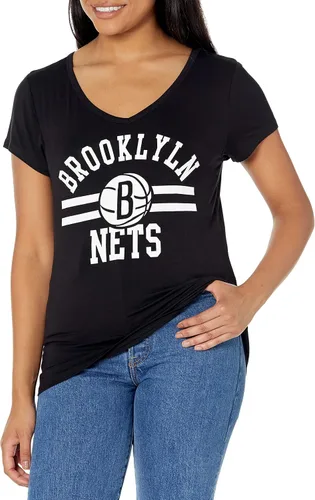 Vista 40 de Ultra Game Camiseta de mujer NBA Oficial con cuello en V y strass de manga corta