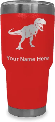 Vista 18 de LaserGram Vaso aislado al vacío de 20 onzas, dinosaurio Tiranosaurio Rex, grabado personalizado incluido (negro)