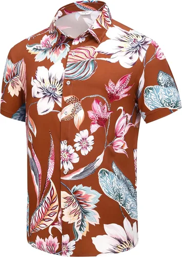 Vista 40 de SheLucki - Camisa hawaiana para hombre, unisex, de manga corta, con botones, para la playa y el verano, ropa casual estampada con sombra de palmas