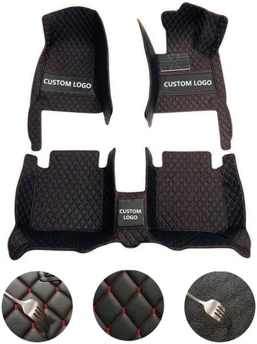 Vista 3 de Tapetes de automóvil personalizados para el 99% de modelos de vehículos, cuero, tapicería completa, color beige, rojo, rosa, azul, púrpura