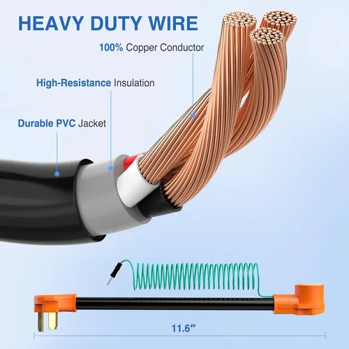 Vista 8 de Nilight Cable adaptador de secadora de 30 amperios a 30 amperios, 3 clavijas, 125 V, 3750 W, cobre puro, salida de secadora a nueva secadora