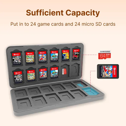 Vista 5 de MJTXGE Switch Game Case with 24 Card for Nintendo Switch&Switch OLED 24 Game Holder Compatible Micro SD Card Slots Compact Switch Cartridge Case