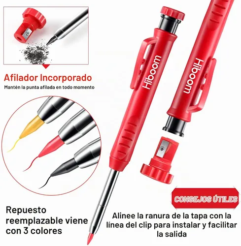 Vista 3 de Hiboom Juego de 3 lápices de carpintero con 24 recambios