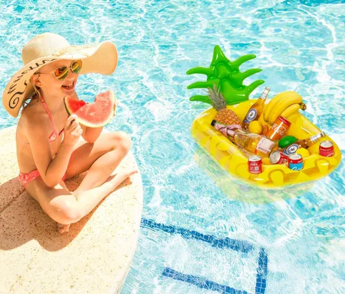 Vista 6 de Soporte inflable de la bebida de la piña, flotador de la bebida del partido de la piscina