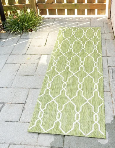 Vista 15 de Unique Loom Outdoor Trellis Collection - Alfombra de área con diseño de enrejado (2 x 6 pies 1 pulgada, azul/marfil)