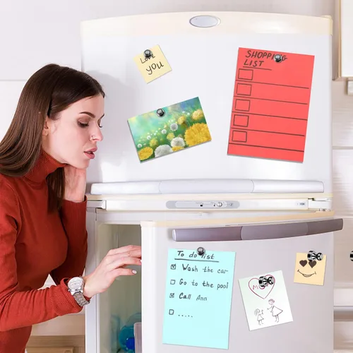 Vista 5 de 12 paquetes de imanes de nevera negros, imán de refrigerador de metal, imanes de pinza fuertes para pizarra blanca, refrigerador, pizarra de borrado