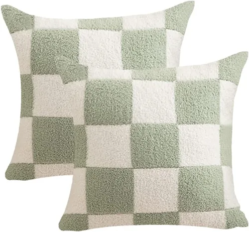Vista 7 de NIDITW Juego de 2 fundas de almohada ultra suaves de microfibra con tablero de ajedrez negro, decoración de cuadros para el hogar, sofá, 18 x 18