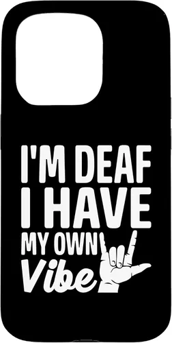 Vista 14 de Funda para iPhone 17 con texto en inglés «Sordo» con texto en inglés «Sordo» con texto «I'm Deaf. I Have My Own Vibe»