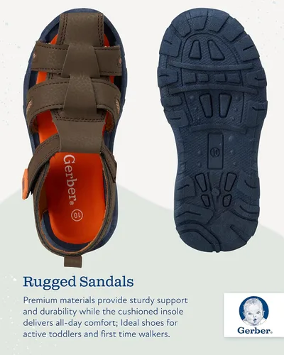 Vista 5 de Gerber Sandalias para niños - Sandalias deportivas de pescador con punta cerrada zapatos acuáticos (niñoniño), Marrón