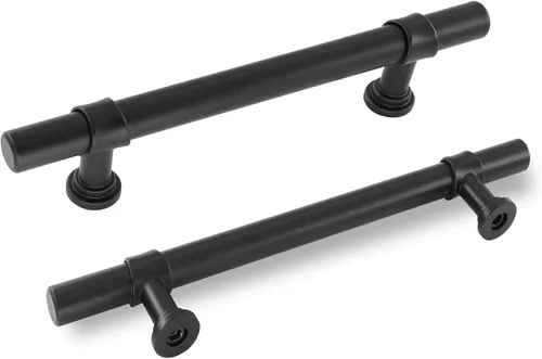 Vista 8 de Rergy Paquete de 5 tiradores de cajón color negro mate, manijas de gabinete de cocina de 3-3/4 pulgadas, accesorios de acero inoxidable y zinc