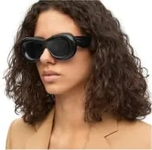 Vista 3 de W&Y YING Y2K - Lentes de sol ovalados inflados con montura gruesa para mujeres y hombres, divertidos, grandes, con escudo estético
