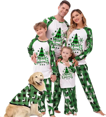 Vista 30 de OAKFashion Conjuntos de Pijamas Familiares de Navidad, Pijamas Familiares a Juego de Navidad Ropa de Dormir Pjs