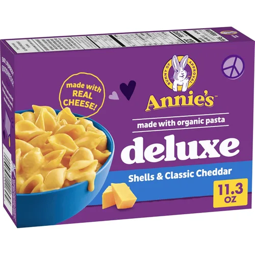 Vista 12 de Annie's Macarrones y queso de lujo con pasta orgánica, conchas y cuatro quesos, 11.3 onzas (paquete de 12)