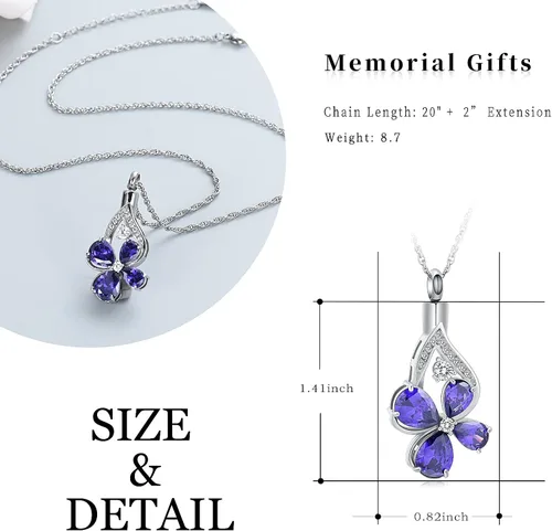 Vista 2 de shajwo Collar de cenizas de urna de cremación en forma de lágrima para mujeres y hombres, colgante de cenizas de cremación de flores, joyería
