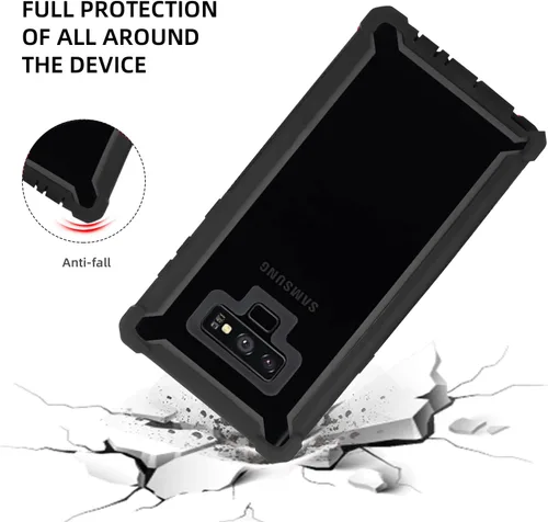 Vista 5 de Asuwish Funda de teléfono para Samsung Galaxy Note 9, a prueba de golpes, dura, a prueba de caídas, protección de cuerpo completo, resistente
